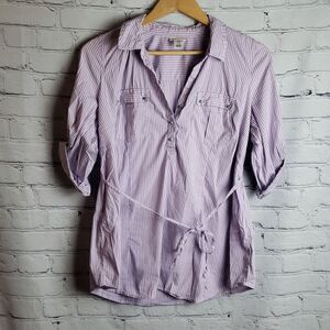 Motherhood Maternity Purple/White Stripped Blouse